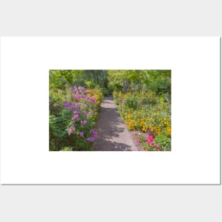 Vibrant Flowers Along Garden Path Posters and Art